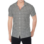 Grey Windowpane Pattern Print Men's Shirt