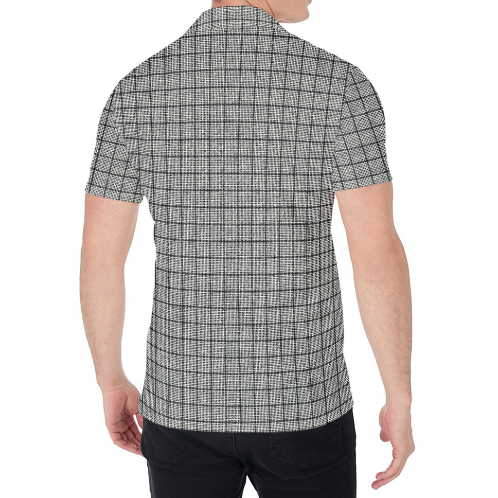 Grey Windowpane Pattern Print Men's Shirt