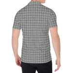 Grey Windowpane Pattern Print Men's Shirt