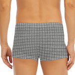 Grey Windowpane Pattern Print Men's Short Boxer Briefs