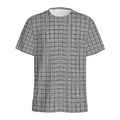 Grey Windowpane Pattern Print Men's Athletic T-Shirt