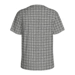Grey Windowpane Pattern Print Men's Sports T-Shirt