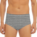 Grey Windowpane Pattern Print Men's Triangle Swim Briefs