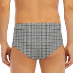Grey Windowpane Pattern Print Men's Triangle Swim Briefs