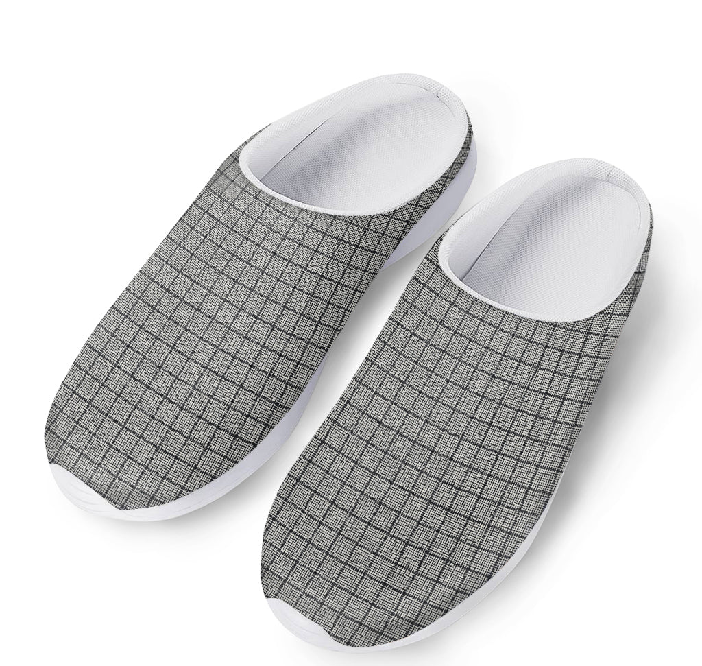 Grey Windowpane Pattern Print Mesh Casual Shoes