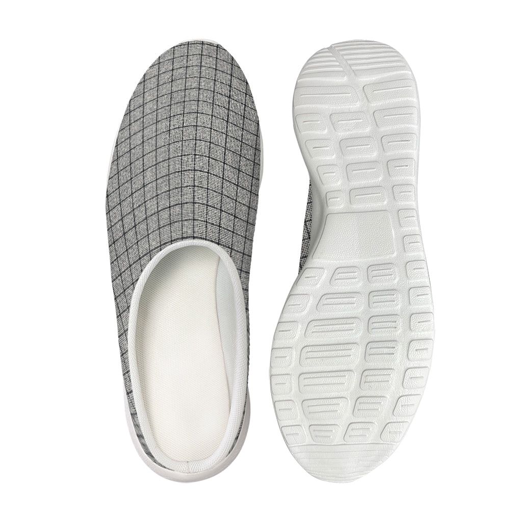 Grey Windowpane Pattern Print Mesh Casual Shoes