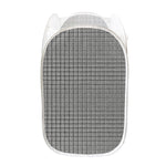 Grey Windowpane Pattern Print Mesh Laundry Hamper