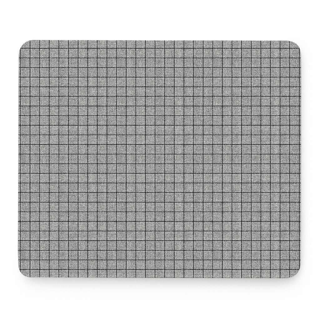 Grey Windowpane Pattern Print Mouse Pad