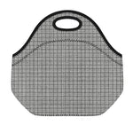 Grey Windowpane Pattern Print Neoprene Lunch Bag