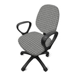 Grey Windowpane Pattern Print Office Chair Cover