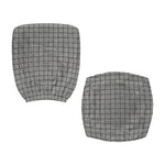 Grey Windowpane Pattern Print Office Chair Cover
