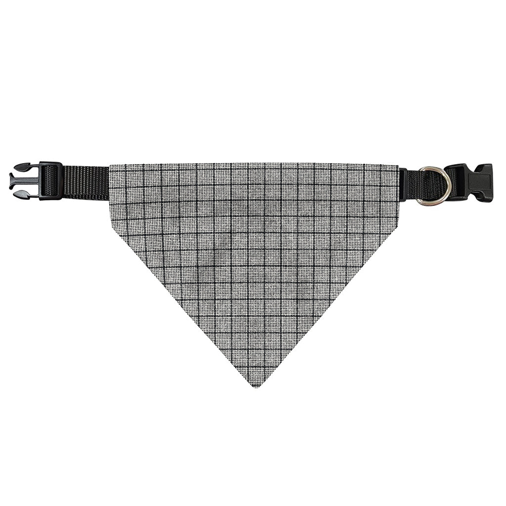 Grey Windowpane Pattern Print Over The Collar Dog Bandana