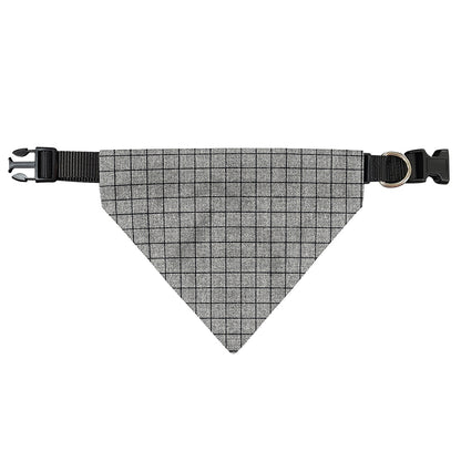 Grey Windowpane Pattern Print Over The Collar Dog Bandana