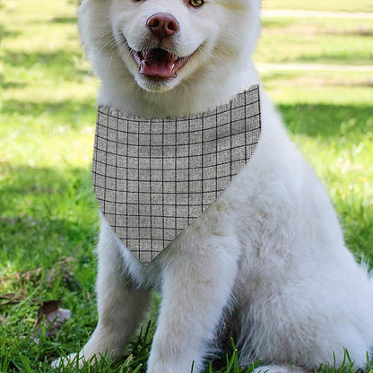 Grey Windowpane Pattern Print Over The Collar Dog Bandana