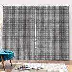Grey Windowpane Pattern Print Pencil Pleat Curtains