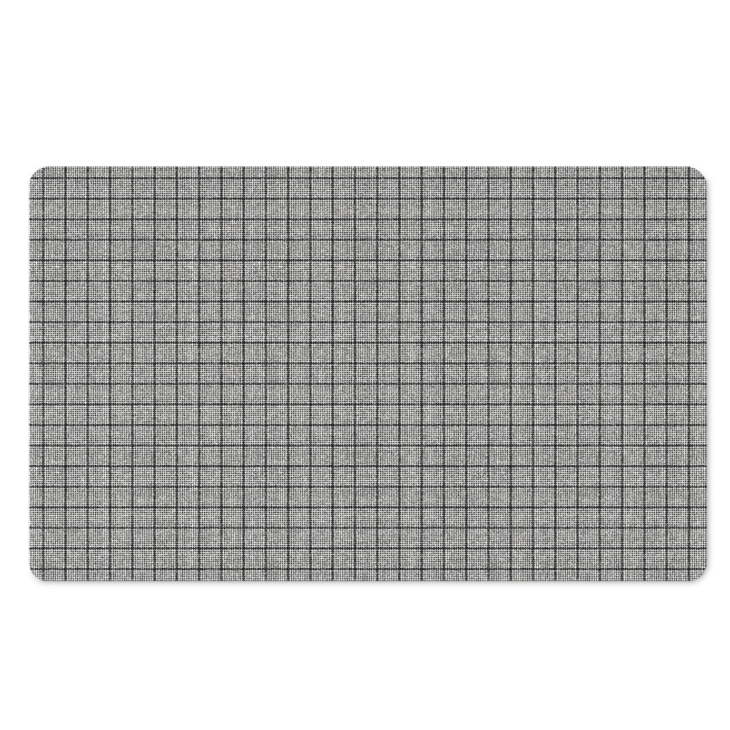 Grey Windowpane Pattern Print Polyester Doormat