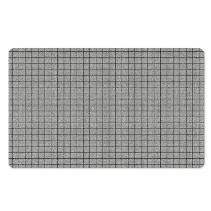 Grey Windowpane Pattern Print Polyester Doormat