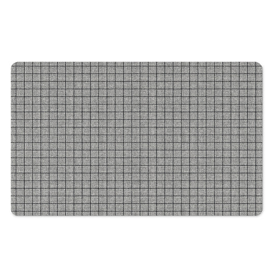 Grey Windowpane Pattern Print Polyester Doormat