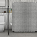 Grey Windowpane Pattern Print Polyester Shower Curtain