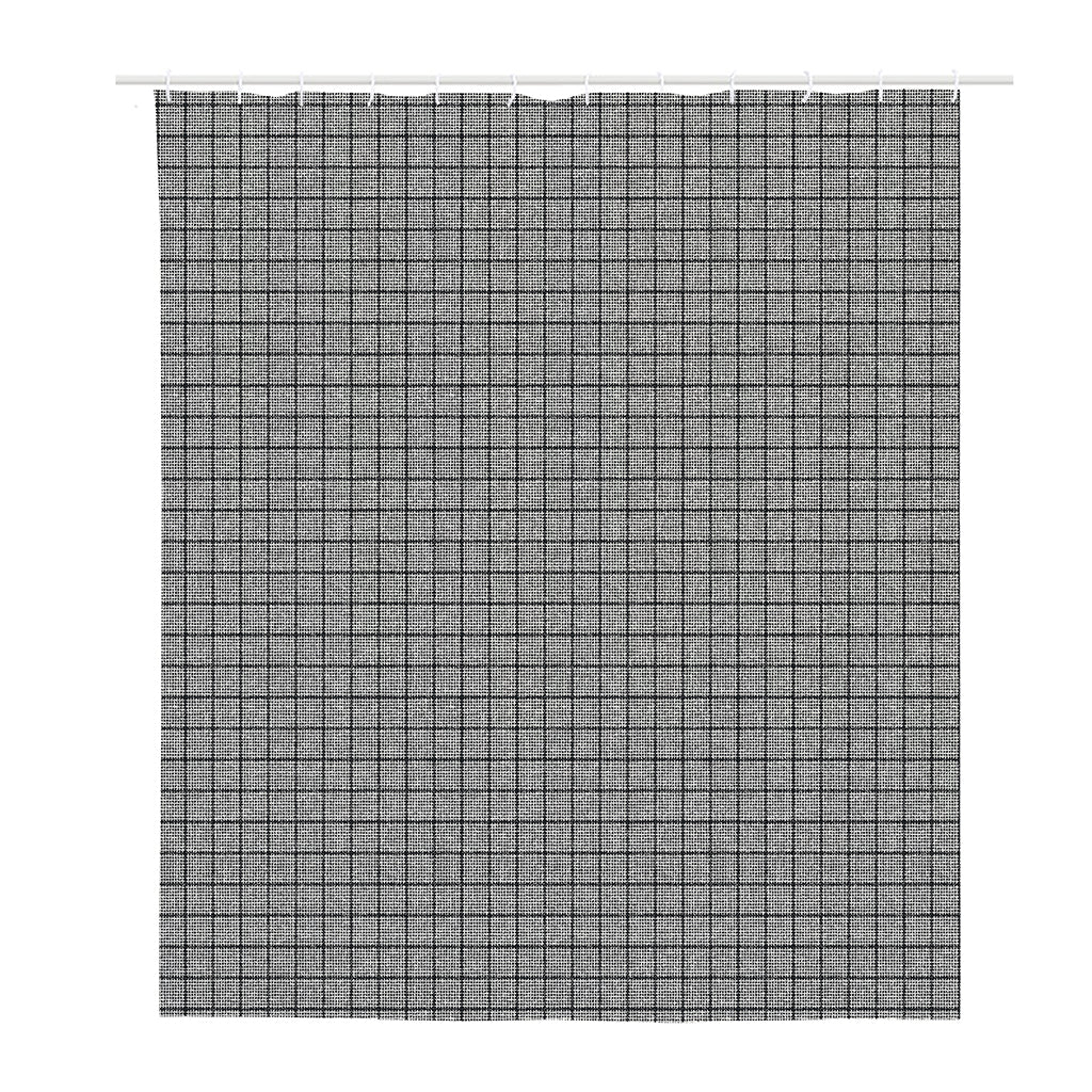 Grey Windowpane Pattern Print Polyester Shower Curtain