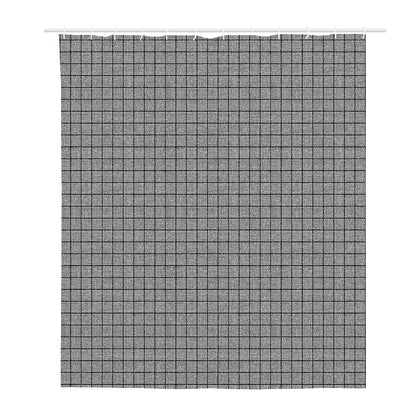 Grey Windowpane Pattern Print Polyester Shower Curtain