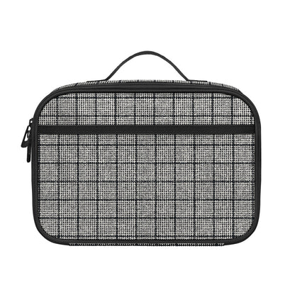 Grey Windowpane Pattern Print Portable Lunch Bag