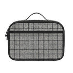 Grey Windowpane Pattern Print Portable Lunch Bag