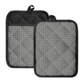 Grey Windowpane Pattern Print Pot Holders With Pocket