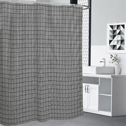 Grey Windowpane Pattern Print Premium Shower Curtain