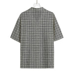Grey Windowpane Pattern Print Rayon Hawaiian Shirt