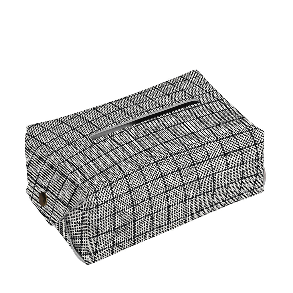 Grey Windowpane Pattern Print Rectangle Tissue Box Cover