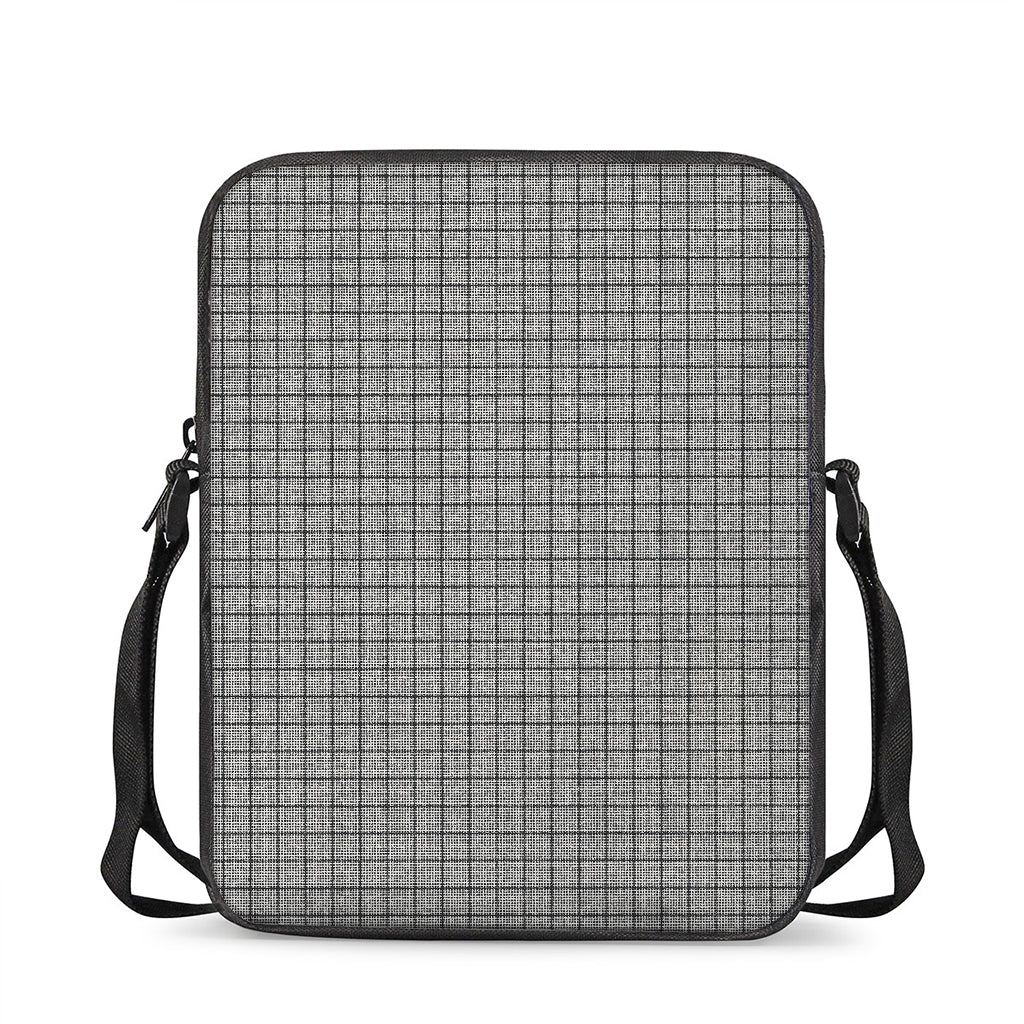 Grey Windowpane Pattern Print Rectangular Crossbody Bag
