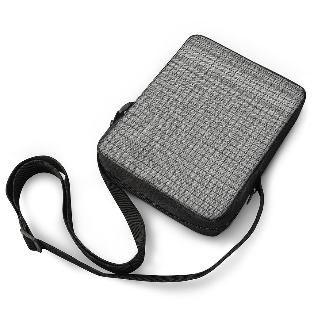 Grey Windowpane Pattern Print Rectangular Crossbody Bag