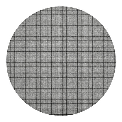 Grey Windowpane Pattern Print Round Blanket