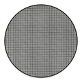 Grey Windowpane Pattern Print Round Floor Mat