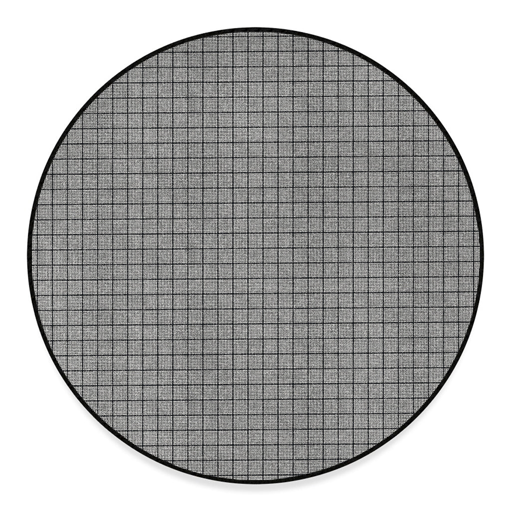 Grey Windowpane Pattern Print Round Floor Mat