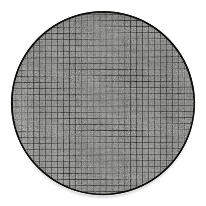Grey Windowpane Pattern Print Round Floor Mat
