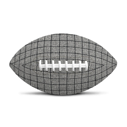 Grey Windowpane Pattern Print Rugby Ball