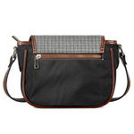Grey Windowpane Pattern Print Saddle Bag