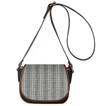 Grey Windowpane Pattern Print Saddle Bag