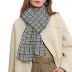 Grey Windowpane Pattern Print Scarf
