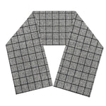 Grey Windowpane Pattern Print Scarf