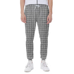 Grey Windowpane Pattern Print Scuba Joggers