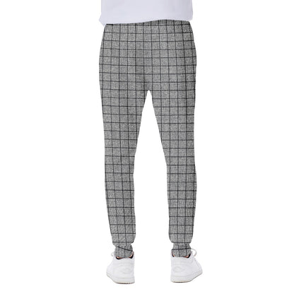 Grey Windowpane Pattern Print Scuba Joggers