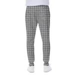 Grey Windowpane Pattern Print Scuba Joggers