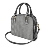 Grey Windowpane Pattern Print Shoulder Handbag