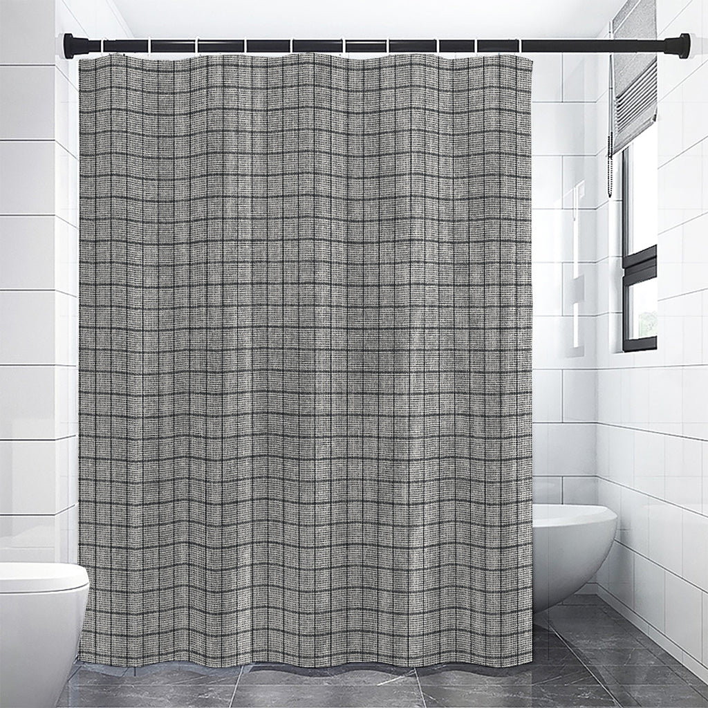Grey Windowpane Pattern Print Shower Curtain