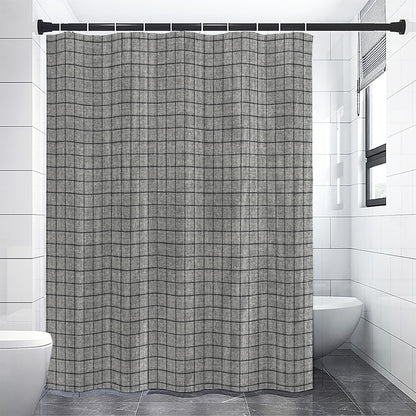 Grey Windowpane Pattern Print Shower Curtain