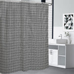 Grey Windowpane Pattern Print Shower Curtain