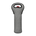 Grey Windowpane Pattern Print Single Neoprene Wine Tote